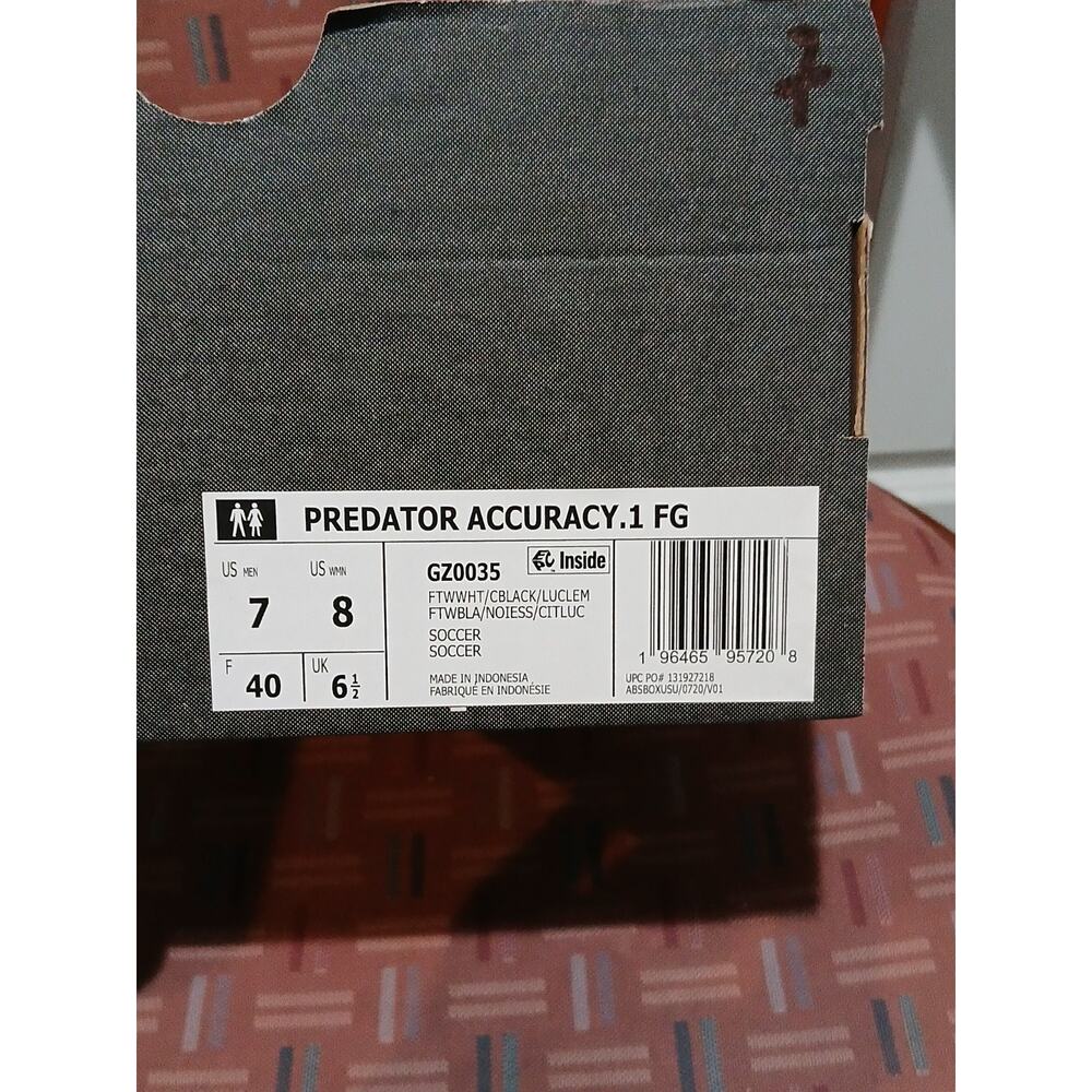 New Men's 7 Women's 8 Adidas Predator Accuracy .1 Firm Ground Soccer Cleat - Picture 9 of 11
